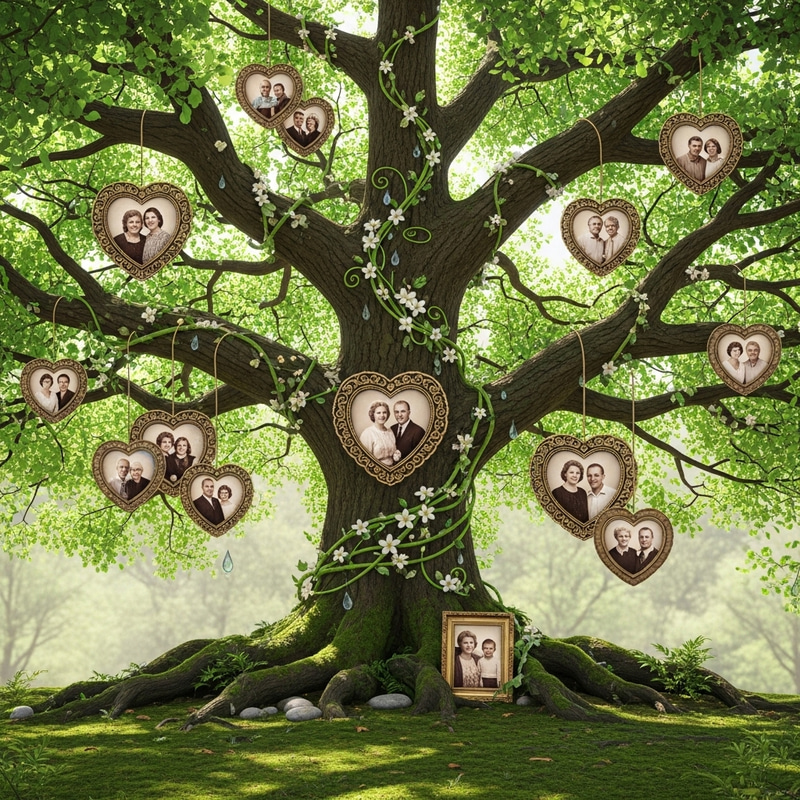 Green and Lush Family Tree Display Green and Lush Family Tree Display