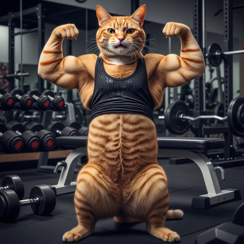 Impressive Cat: Muscular Feline Display