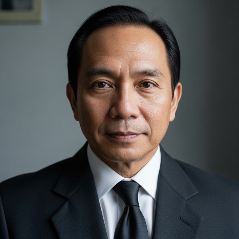 Solemn Filipino Man Portrait | Dignified Expression with Warmth Solemn Filipino Man Portrait | Dignified Expression with Warmth