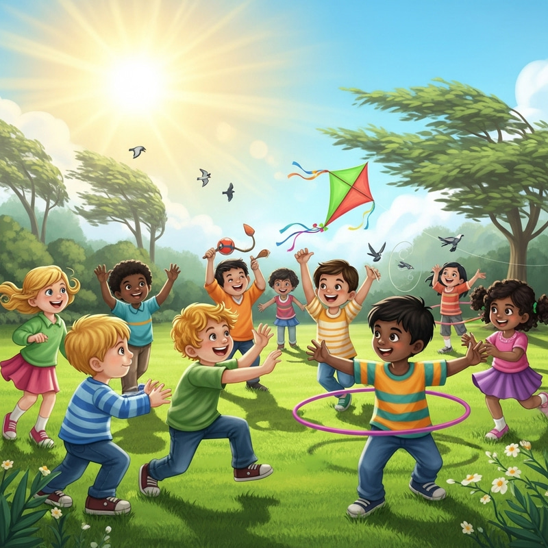 Play and Freedom: Diverse Children Enjoying Joyful Moments in the Park Play and Freedom: Diverse Children Enjoying Joyful Moments in the Park