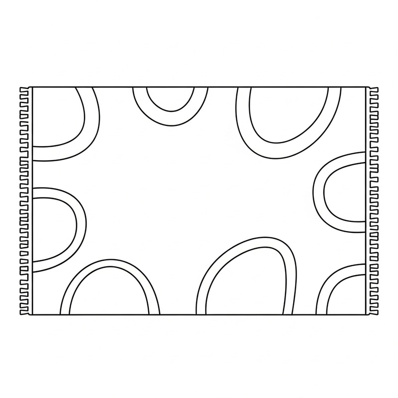 Whimsical Carpet Coloring Page for Young Kids | Simple Geometric Design