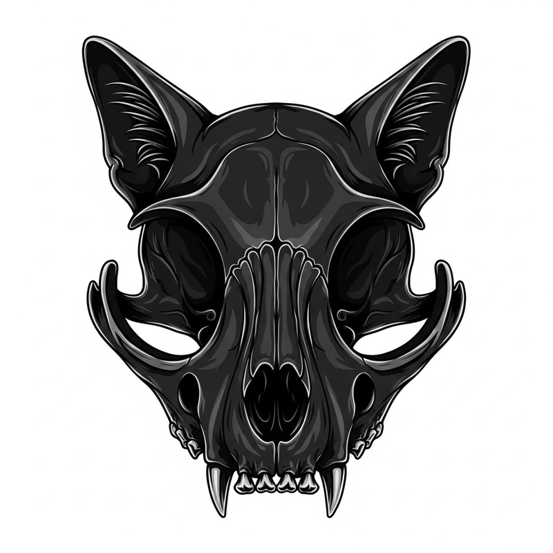 Cat Skull Design: Macabre Feline Aesthetic Artwork Cat Skull Design: Macabre Feline Aesthetic Artwork