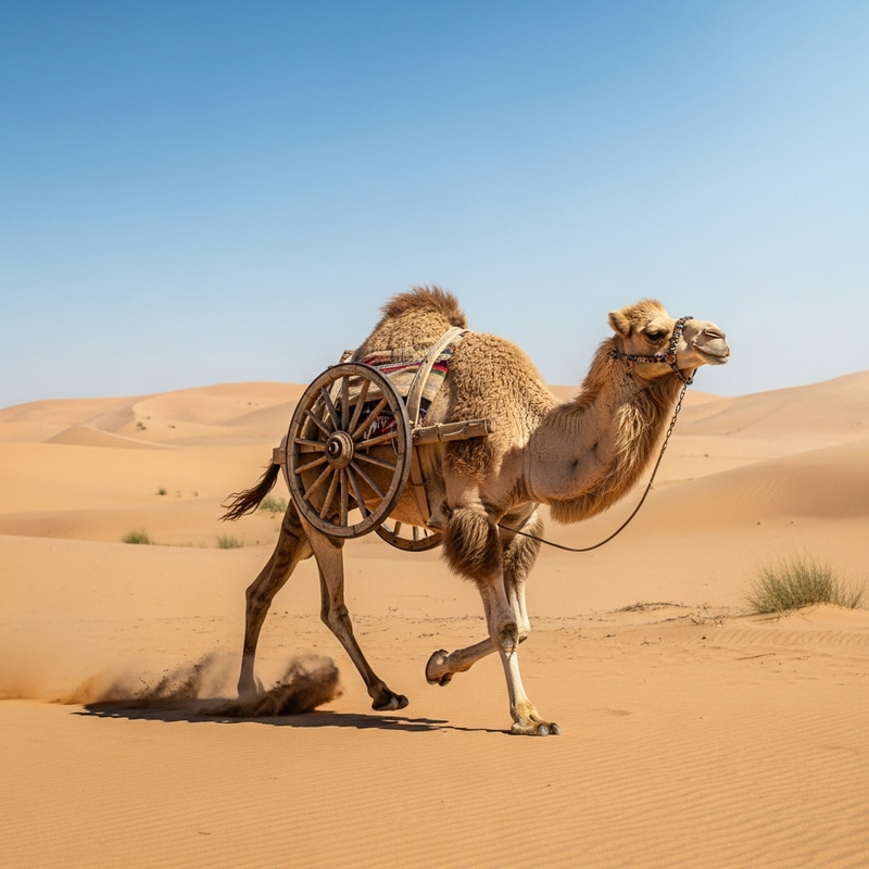Camel Running with Wheel - Desert Scene Camel Running with Wheel - Desert Scene