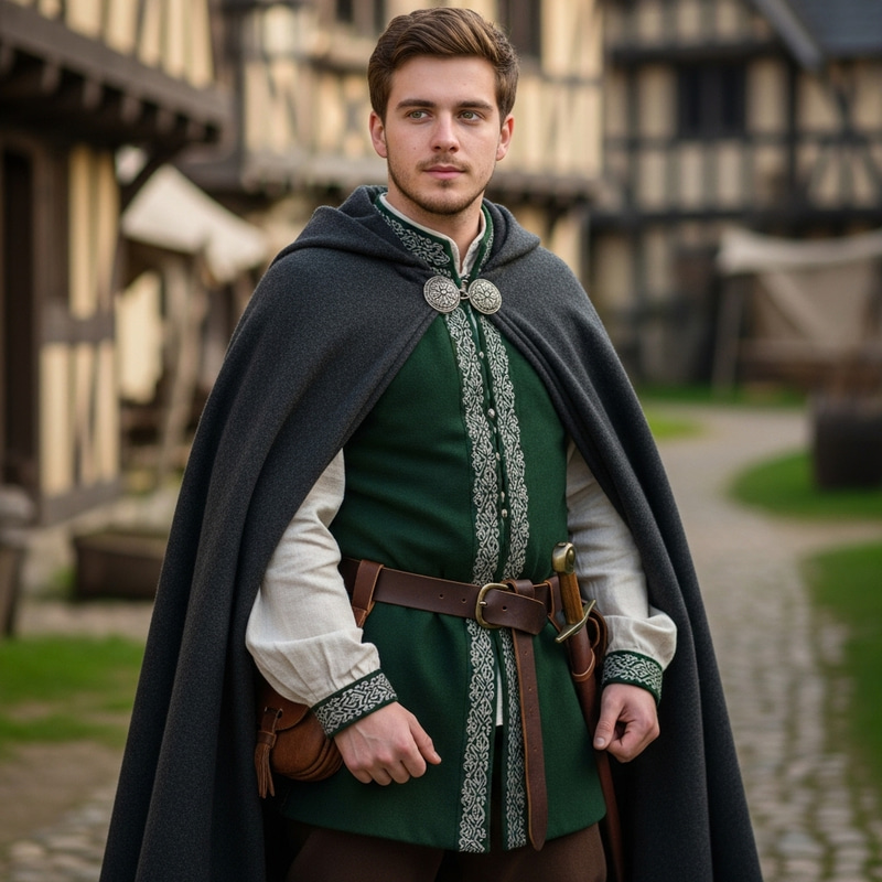 Caucasian Male in Middle Ages Attire | 20-Year-Old Full Body View Caucasian Male in Middle Ages Attire | 20-Year-Old Full Body View