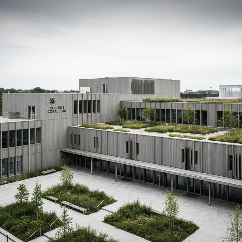 Contemporary College Structure with Rooftop Gardens