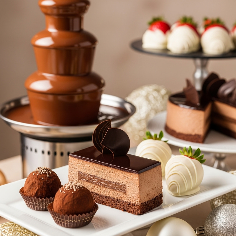 Exquisite Chocolate Desserts Display | Chocolate Fountain Delight Exquisite Chocolate Desserts Display | Chocolate Fountain Delight