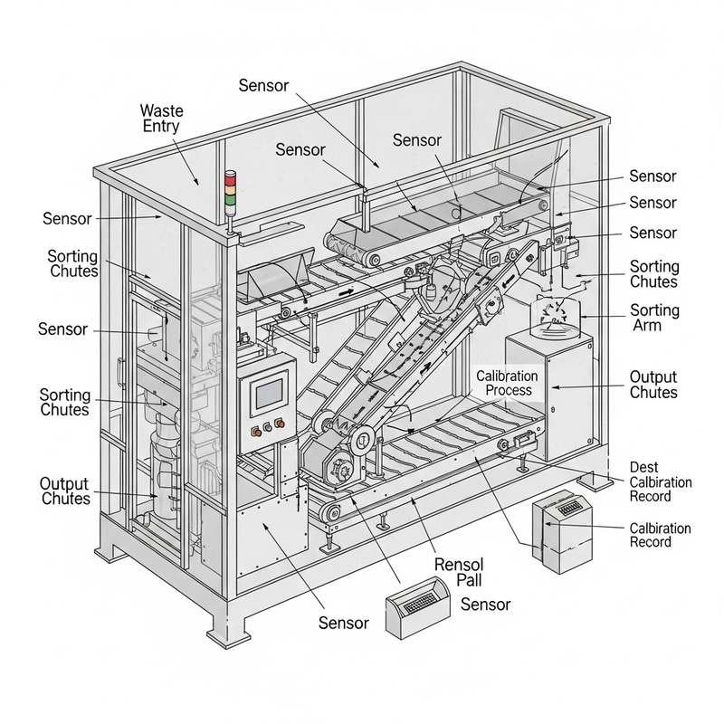 Detailed Sketch of Automated Waste Sorting System: Design & Placement Guide Detailed Sketch of Automated Waste Sorting System: Design & Placement Guide