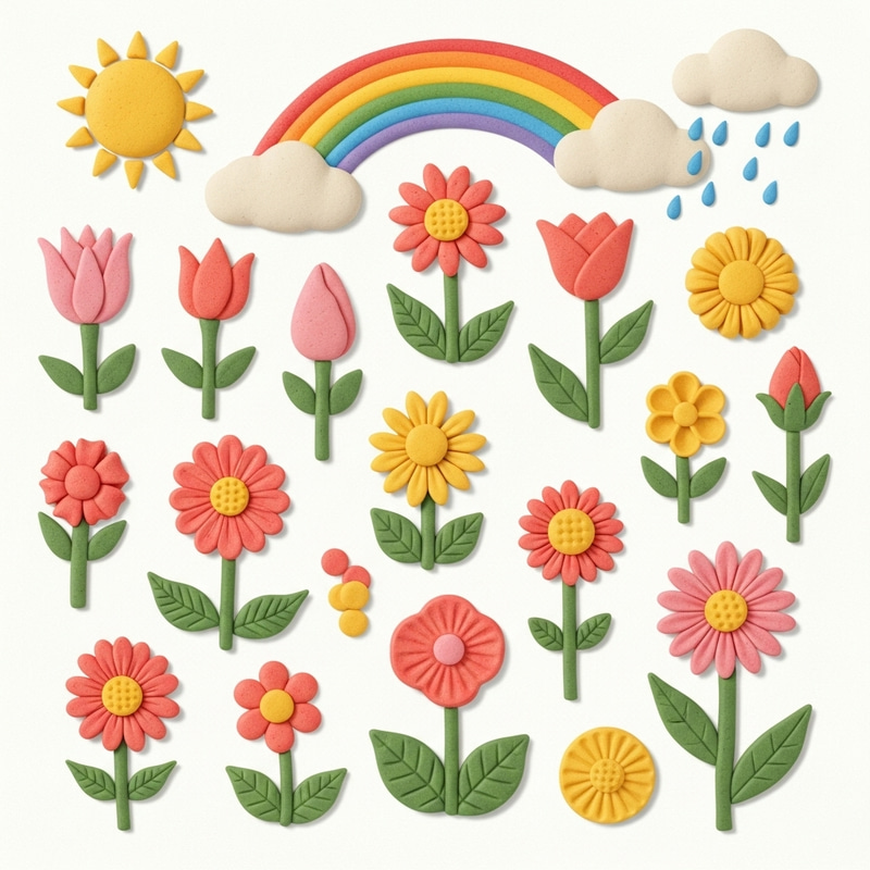 Spring Flowers Crafted by Kindergarten Kids Spring Flowers Crafted by Kindergarten Kids