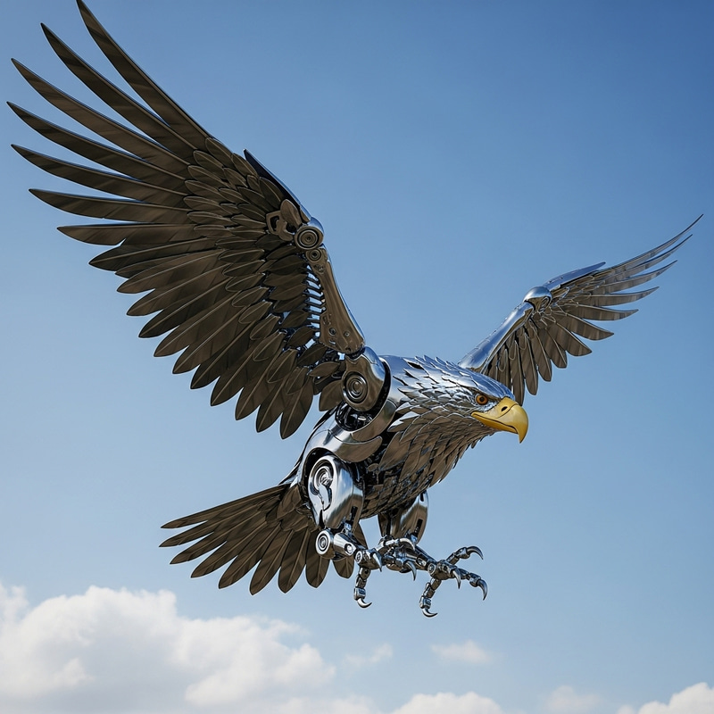Robotic Eagle - Futuristic Mechanical Bird in the Sky