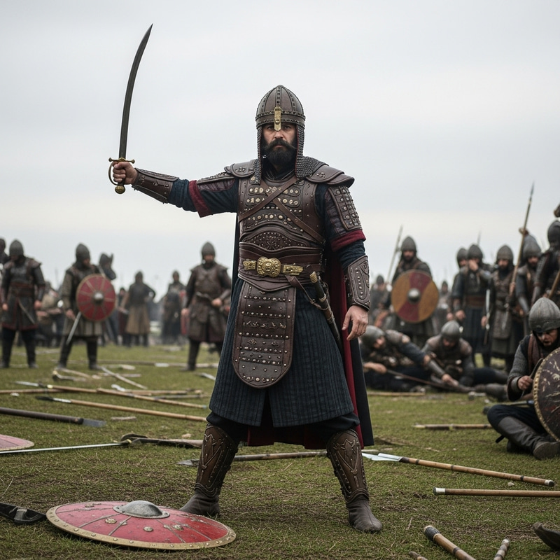 Turkish Soldier Amidst Tranquil Battlefield Scene Turkish Soldier Amidst Tranquil Battlefield Scene