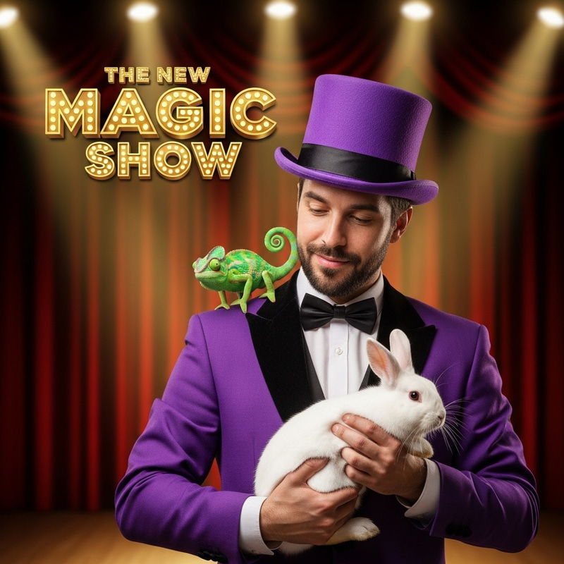 Magician with Rabbit and Lizard - New Magic Show Tricks Magician with Rabbit and Lizard - New Magic Show Tricks