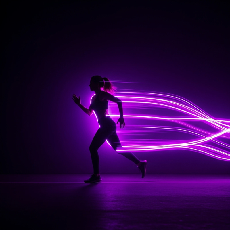 Neon Running Woman in Vibrant Purple Silhouette Neon Running Woman in Vibrant Purple Silhouette