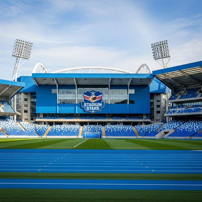 Iconic Blue and White Football Stadium Symbol Iconic Blue and White Football Stadium Symbol