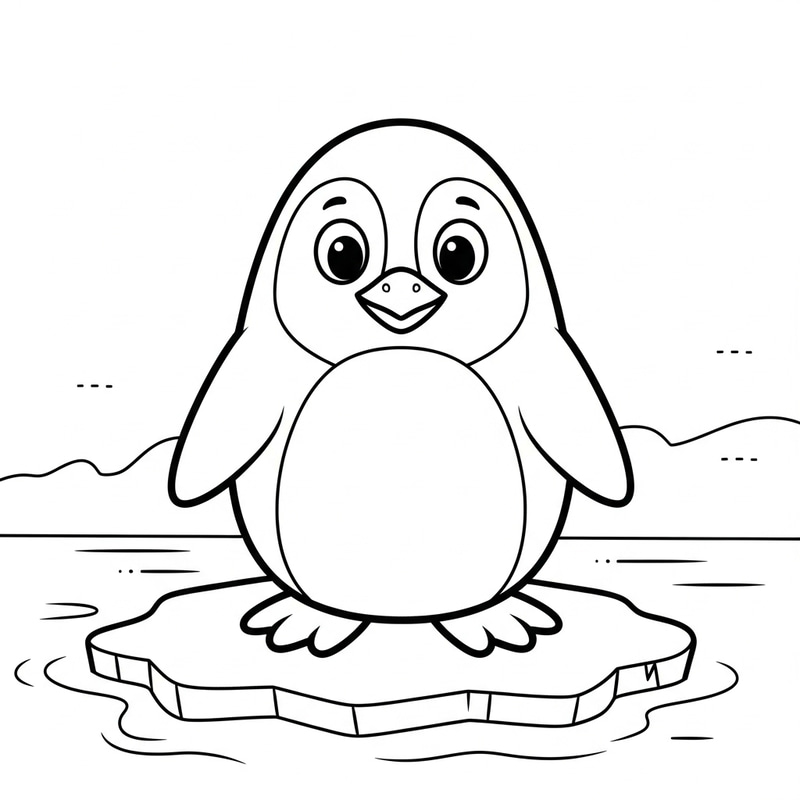 Colorable Penguin Cartoon | Classic Children's Book Style Colorable Penguin Cartoon | Classic Children's Book Style