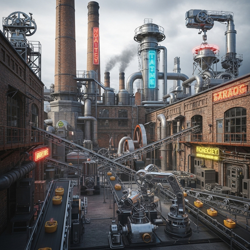 Old Industrial Factory - Retro-Futuristic Aesthetic Old Industrial Factory - Retro-Futuristic Aesthetic