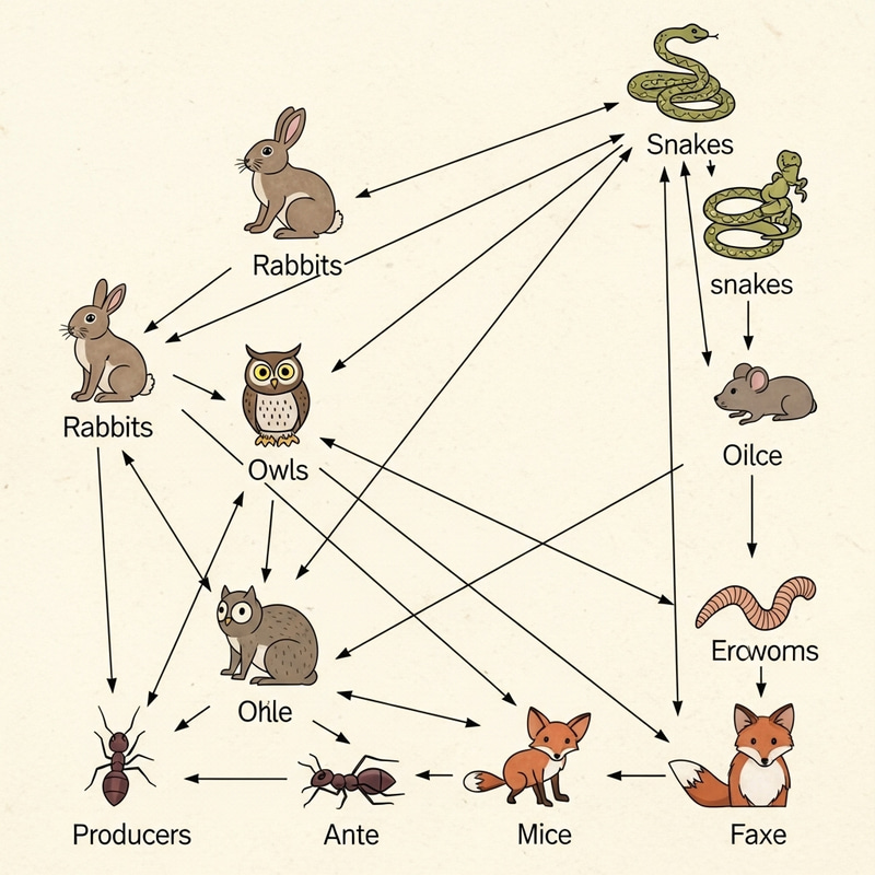 Trophic Relations: Rabbits, Ants, Owls, Mice, Foxes, Earthworms, Snakes Trophic Relations: Rabbits, Ants, Owls, Mice, Foxes, Earthworms, Snakes