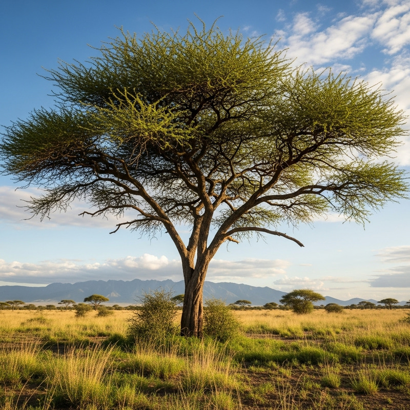Majestic Acacia Tree in Vast Desert Landscape Majestic Acacia Tree in Vast Desert Landscape