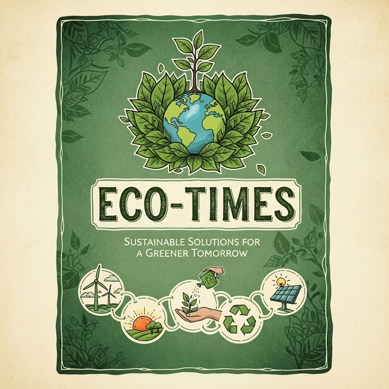 Eco-Friendly Magazine Cover in Green Tones Resembling Aged Document Eco-Friendly Magazine Cover in Green Tones Resembling Aged Document