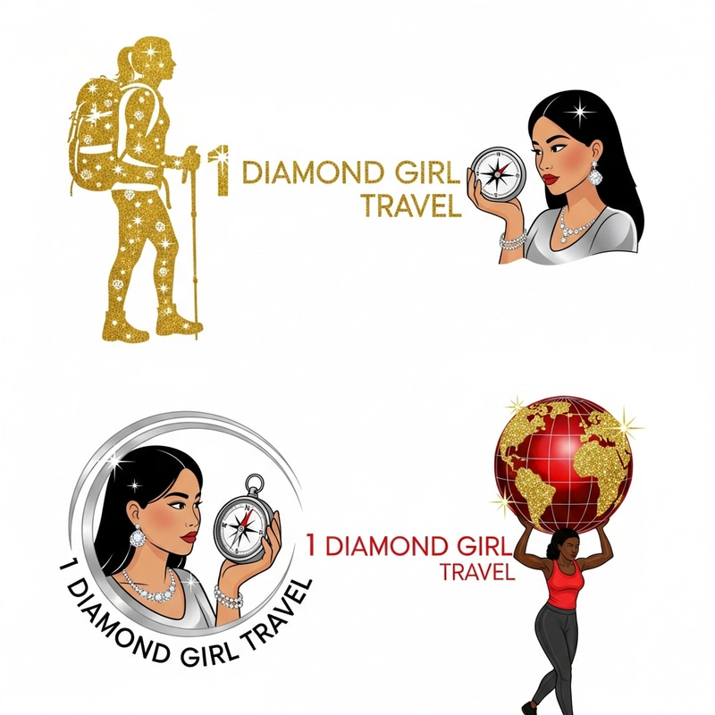 1 Diamond Girl Travel: Gold, Silver & Red Logo Samples 1 Diamond Girl Travel: Gold, Silver & Red Logo Samples