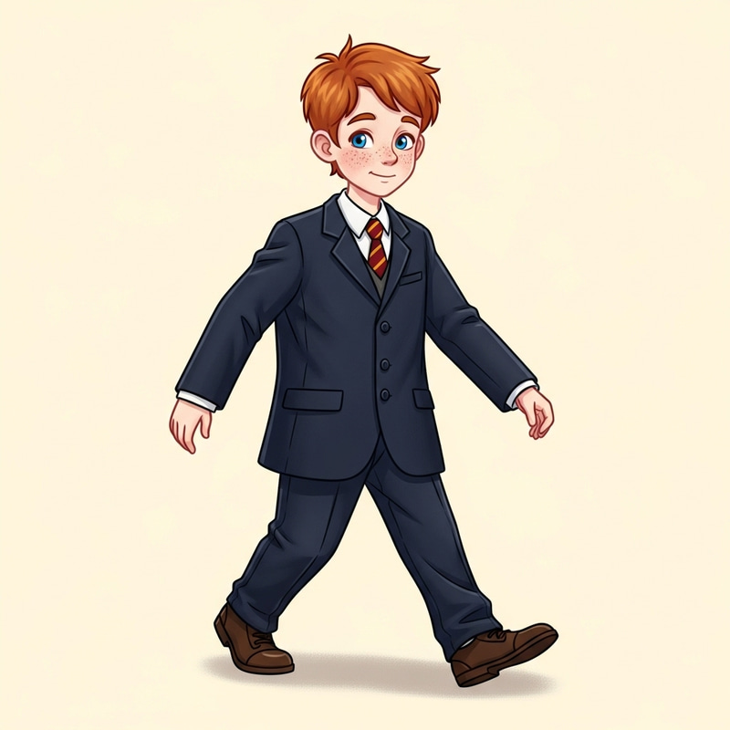 Young Ron Weasley in Stylish Suit | Wizard-Inspired Look