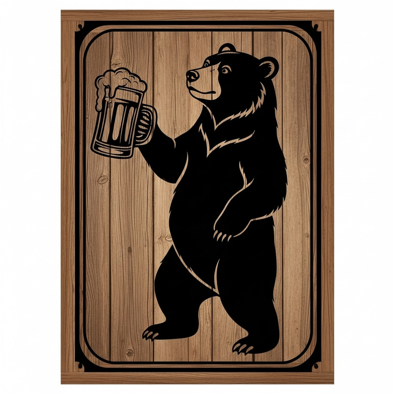 Playful Bear Silhouette Bar Sign Art Playful Bear Silhouette Bar Sign Art