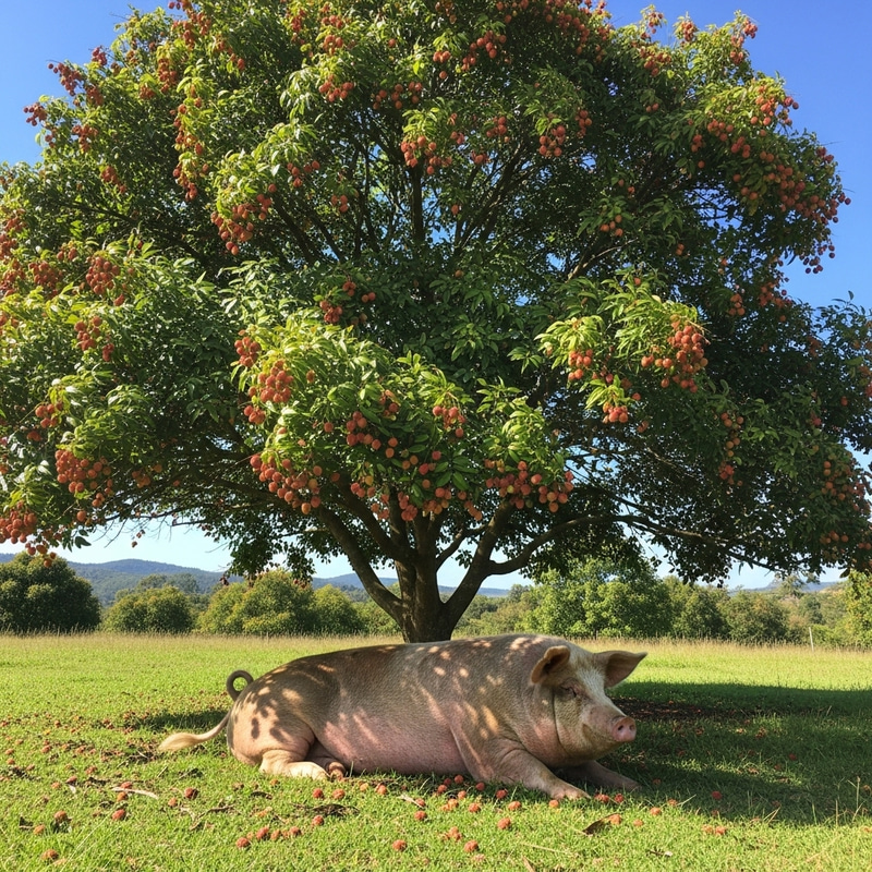 Lychee Tree and Pig - A Beautiful Harmony Lychee Tree and Pig - A Beautiful Harmony