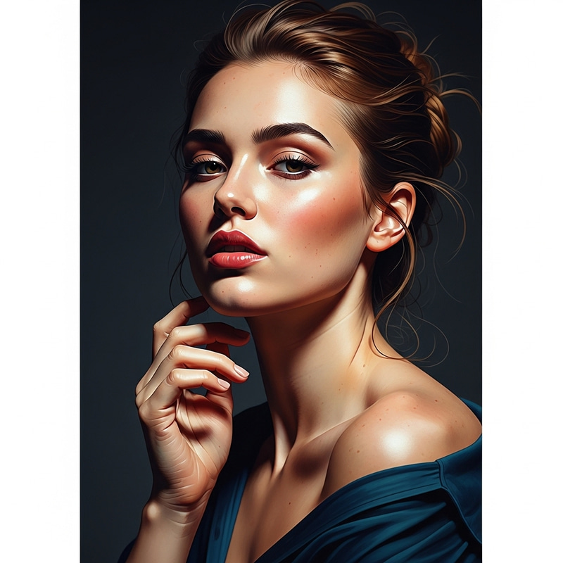 Elaborate Portrait of Confident Young Woman | Intense Hues | Renaissance Artistry Elaborate Portrait of Confident Young Woman | Intense Hues | Renaissance Artistry