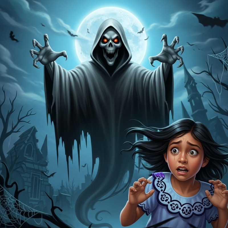 Ethereal Ghost and Scared Girl Image | Haunting Encounter