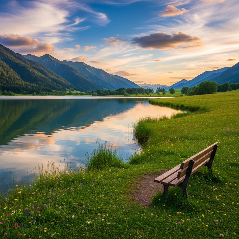 Serene Lake Landscape: Inner Peace and Captivating Beauty