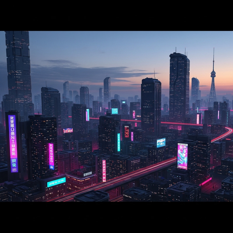 Vibrant Neon Cyberpunk Cityscape - Futuristic Artwork Vibrant Neon Cyberpunk Cityscape - Futuristic Artwork