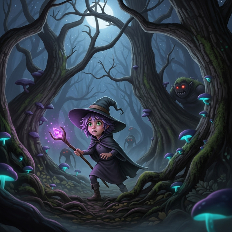 Little Witch's Adventure in a Dark Forest