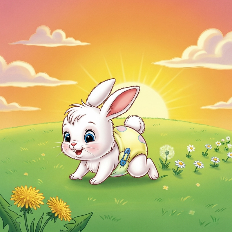 Newborn Baby Rabbit in Diapers | Cute Crawling Bunny Newborn Baby Rabbit in Diapers | Cute Crawling Bunny