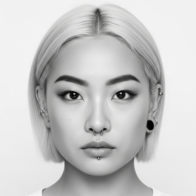Stunning Black and White Portrait of Asian Woman