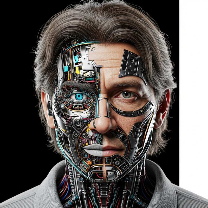 Intriguing Man-Machine Portrait | Black & White Contrast Intriguing Man-Machine Portrait | Black & White Contrast