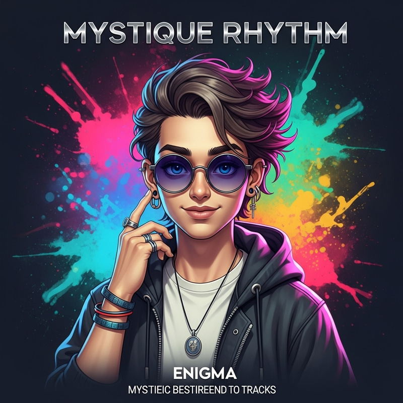 Mystique Rhythm - Custom Music Album Cover Art with Abstract Character Mystique Rhythm - Custom Music Album Cover Art with Abstract Character