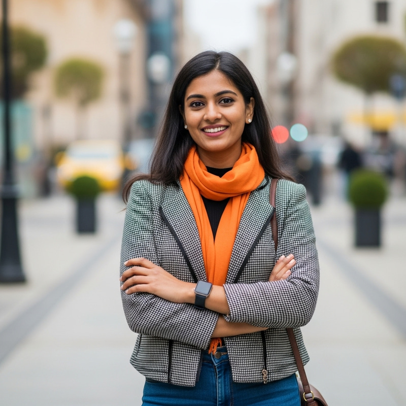 Stylish Spanish Woman in Urban Fashion Look Stylish Spanish Woman in Urban Fashion Look