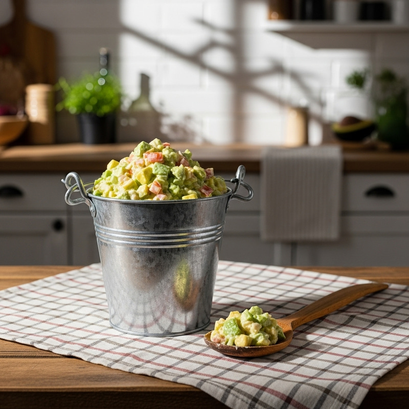 Delicious TikTok Avocado Salad Recipe in a Tin Bucket Delicious TikTok Avocado Salad Recipe in a Tin Bucket