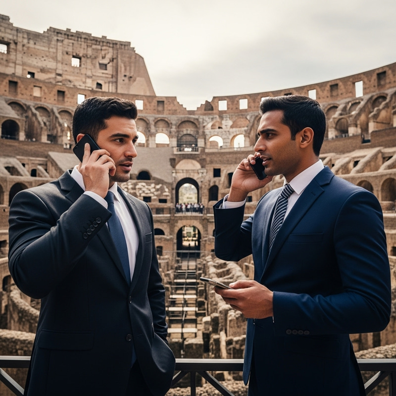Colosseum Sales Rivalry: Dramatic Phone Battles of White European Salesmen
