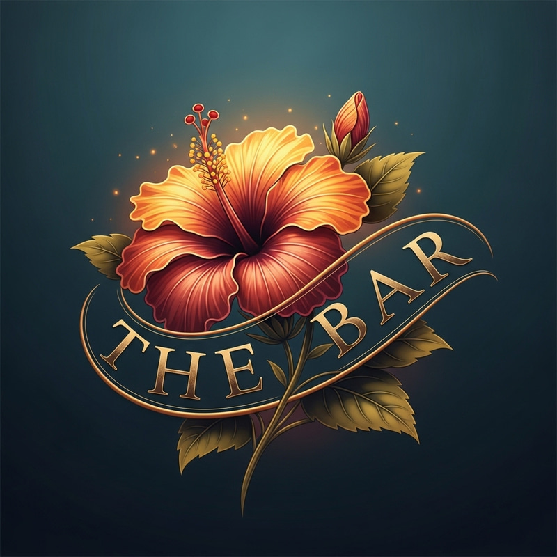 Original & Striking Hibiscus Flower Logo Design for The Bar