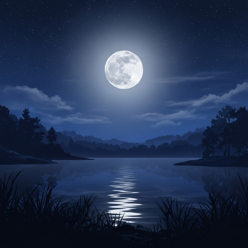 Moonlit Night Serenity with Twinkling Stars and Calming Moon Glow