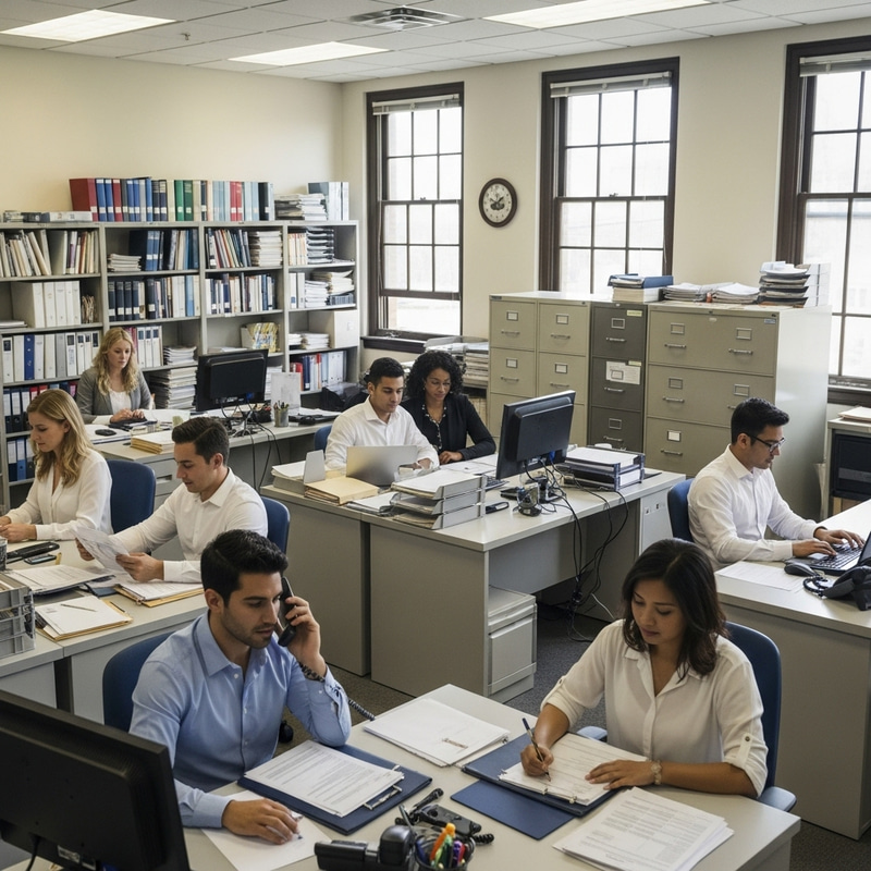 Diverse Public Administration Office Staff in Action