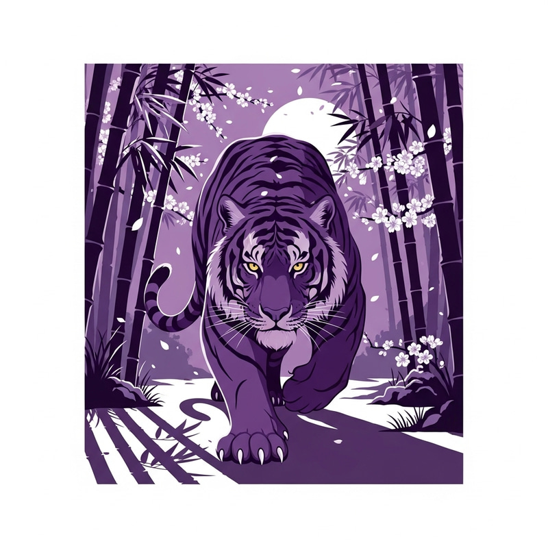 Murasaki no Tora: Majestic Purple Tiger in Bamboo Forest Murasaki no Tora: Majestic Purple Tiger in Bamboo Forest