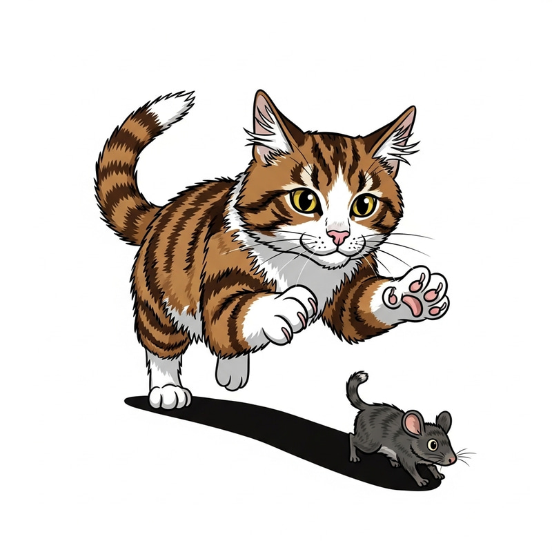 Cat Chasing a Mouse - Action-Packed Pursuit Moment Cat Chasing a Mouse - Action-Packed Pursuit Moment