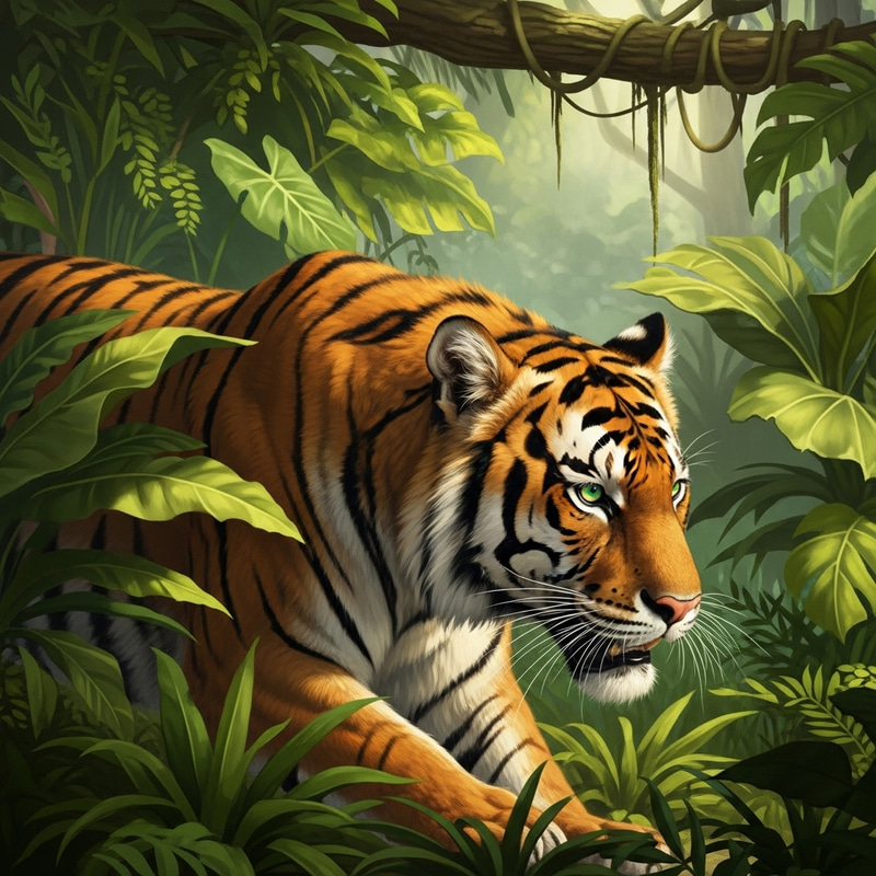 Majestic Tiger in Lush Jungle Majestic Tiger in Lush Jungle