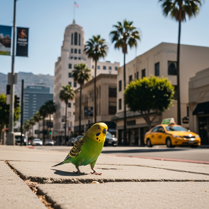 Parakeet Strolling the Streets of Los Angeles