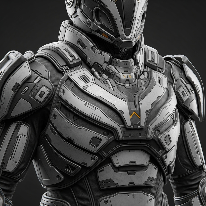 Futuristic Kevlar Armor Suit with High-Tech Lighting Futuristic Kevlar Armor Suit with High-Tech Lighting