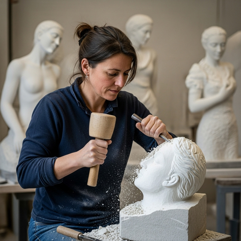 Mastering the Art of Stone Sculpting | Skilled Female Artisan Crafting