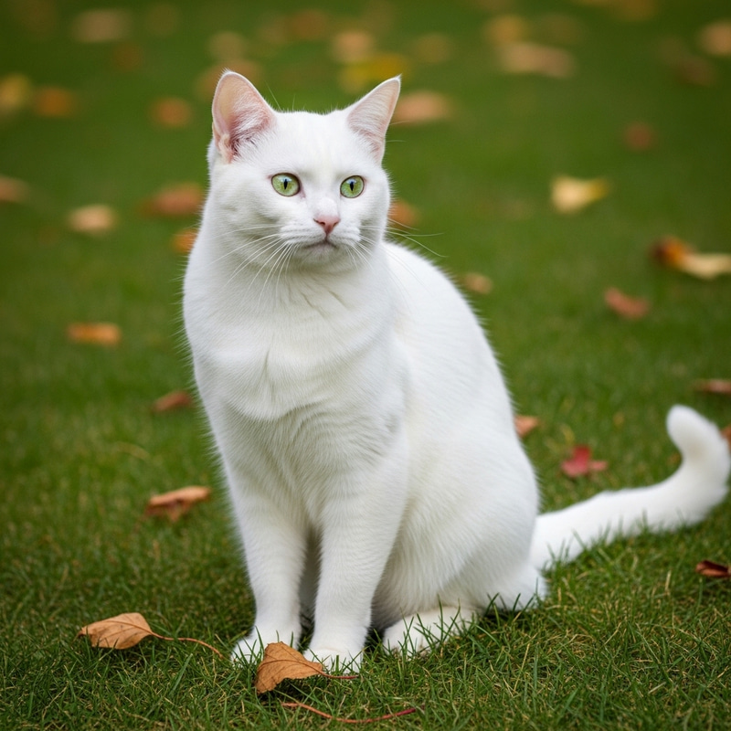 Elegant White Cat with Vivid Emerald Eyes Elegant White Cat with Vivid Emerald Eyes