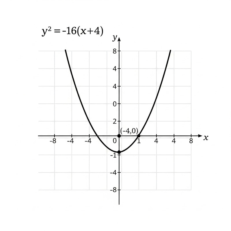 Graph of the Parabola y² = -16(x + 4) Graph of the Parabola y² = -16(x + 4)