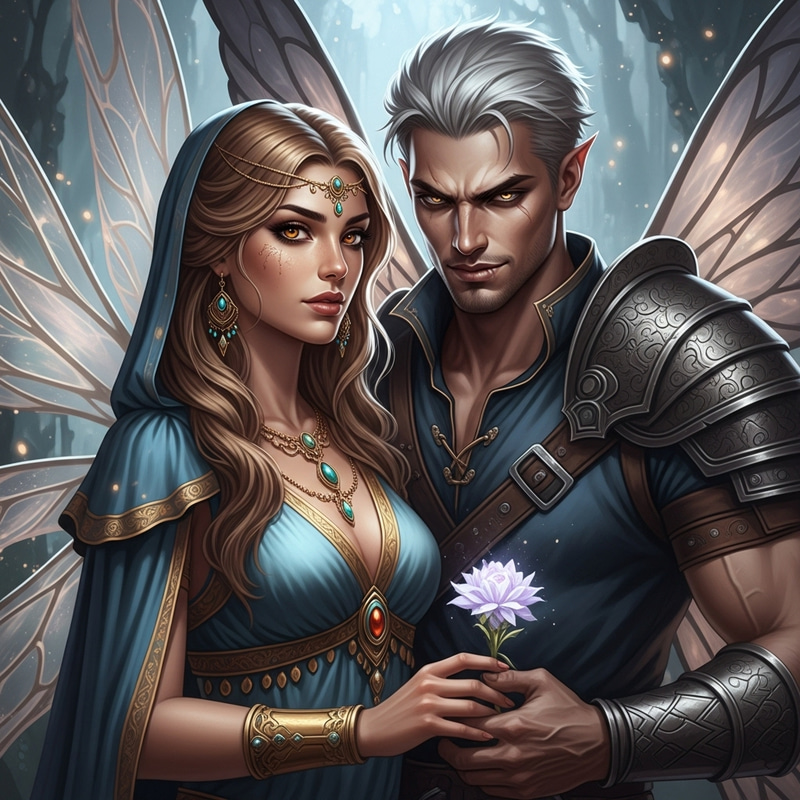 Enchanting Fantasy Scene: Fairy Wings & Romance Enchanting Fantasy Scene: Fairy Wings & Romance